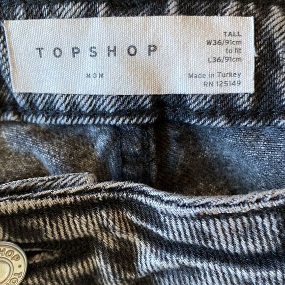 TopShop Black Distressed Mom Jeans Size T36 - Picture 10 of 12